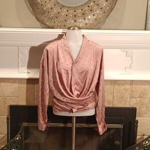 Louis Vuitton dusty rose wrap around blouse, 100% French silk